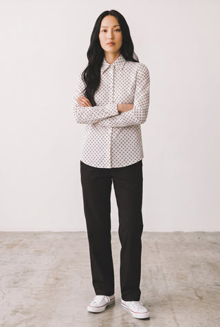 VLT's by Valentina's - 25-562/B - Long-sleeved cotton plaid blouse with embroidery