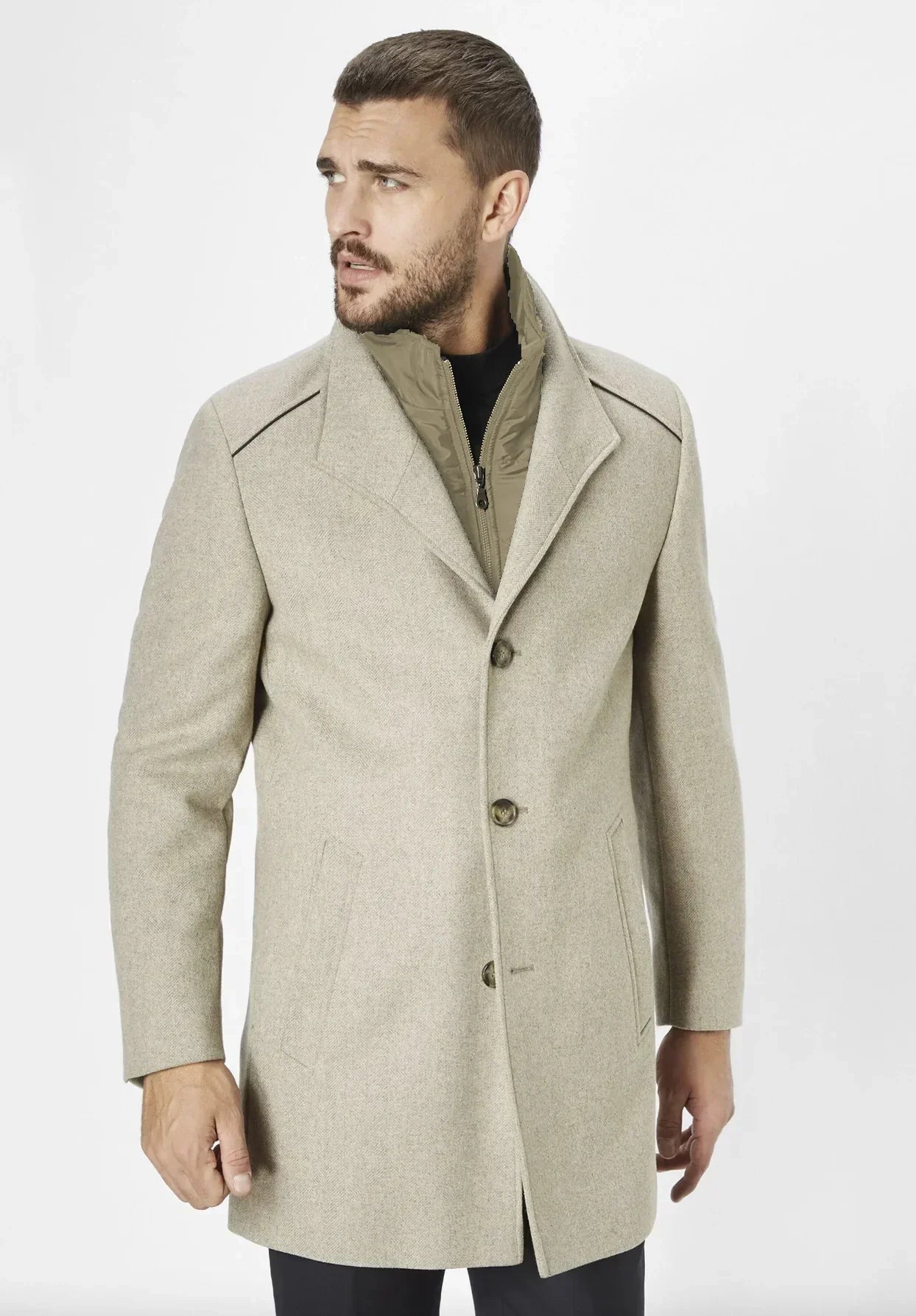 S4 JACKETS- Newton L - 74299 2529 - Wool coat with detachable