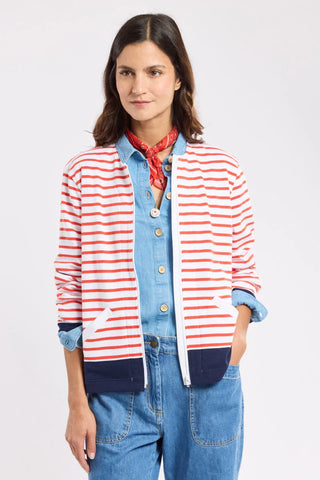 Armor-Lux - Cardigan rayé zippé de coton épais