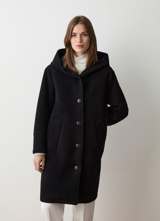 Colmar - Coat with hood in wool cloth for women