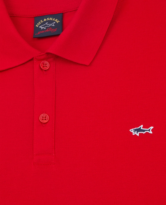 Paul & Shark - Plain short-sleeved cotton pique polo shirt