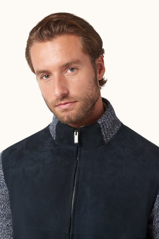 Paul & Shark - Cardigan de suede avec tricot de laine et cachemire
