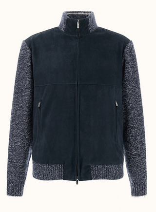 Paul & Shark - Cardigan de suede avec tricot de laine et cachemire