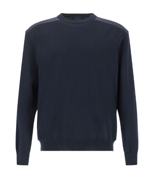 Paul & Shark - Summer Wool round neck wool sweater with Loro Piana appliqués
