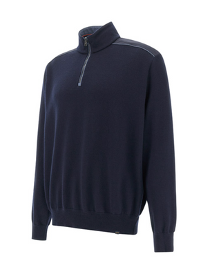 Paul & Shark - Typhoon Platinum Wool Zip-Up Collar Sweater