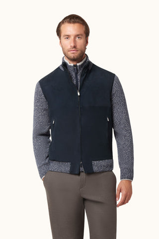 Paul & Shark - Cardigan de suede avec tricot de laine et cachemire