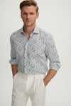 Emanuel Berg - Byron - Printed Seersucker Long Sleeve Shirt - Modern Fit - Blue