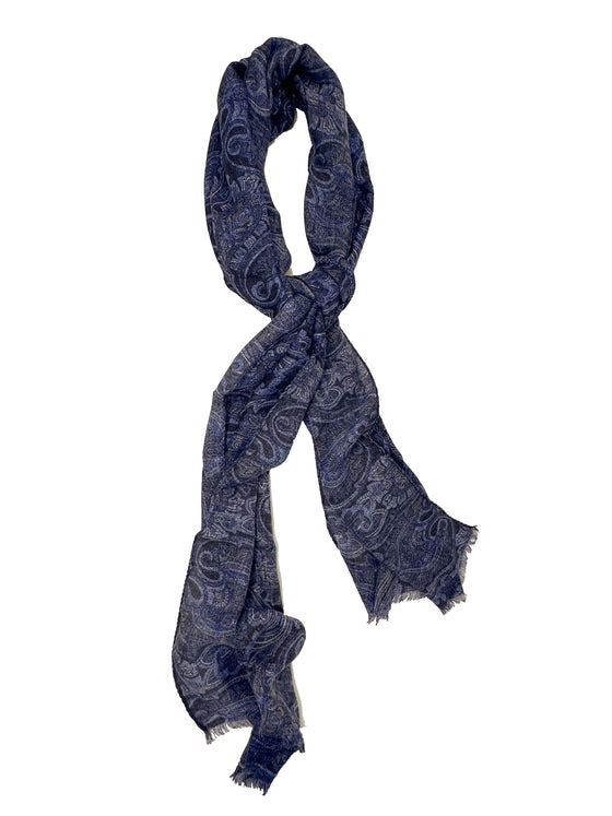 Hemley - Foulard paisley de laine, cachemire et soie