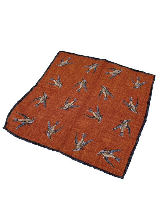 Hemley - Silk pocket handkerchief with bird pattern
