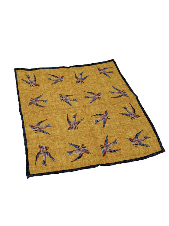 Hemley - Silk pocket handkerchief with bird pattern