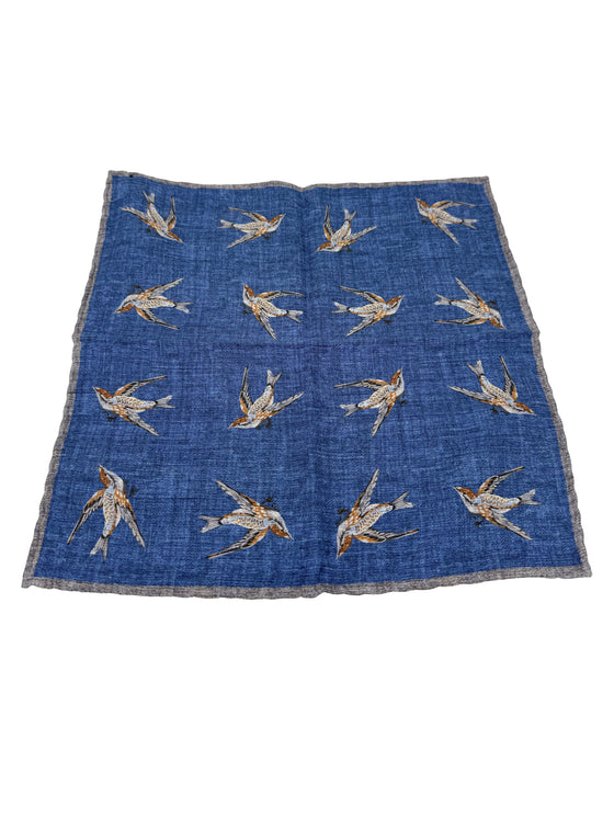 Hemley - Silk pocket handkerchief with bird pattern