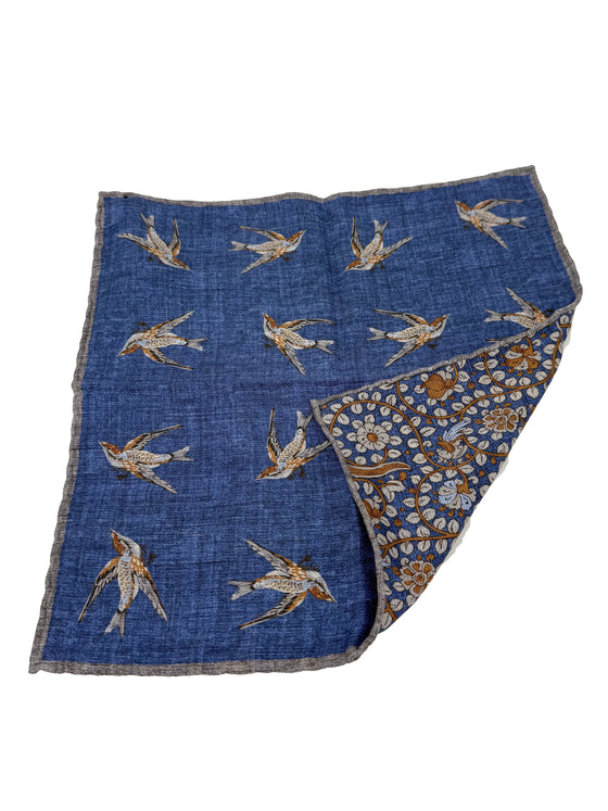 Hemley - Silk pocket handkerchief with bird pattern