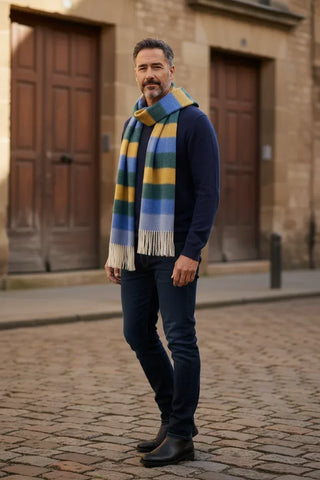 Hemley - Foulard à rayures de laine et cachemire