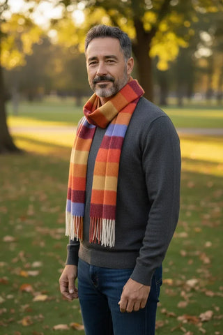 Hemley - Foulard à rayures de laine et cachemire