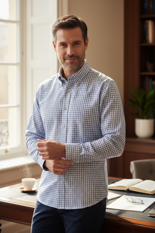 Paul & Shark - Cotton checkered shirt Silver Collection