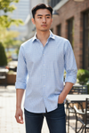 Emanuel Berg - Byron - Albini 4Flex Long-Sleeve Checkered Shirt - Modern Fit - Medium Blue