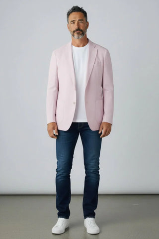 Emanuel Berg - Veston mélange laine, soie et lin 2-Button D-Constructed Jacket - Medium Pink