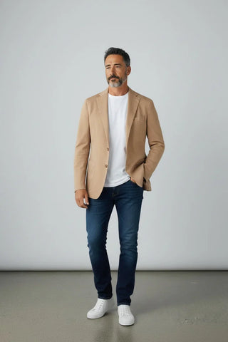 Emanuel Berg - Veston délavé mélange coton et soie 2-Button D-Constructed Jacket - Medium Brown