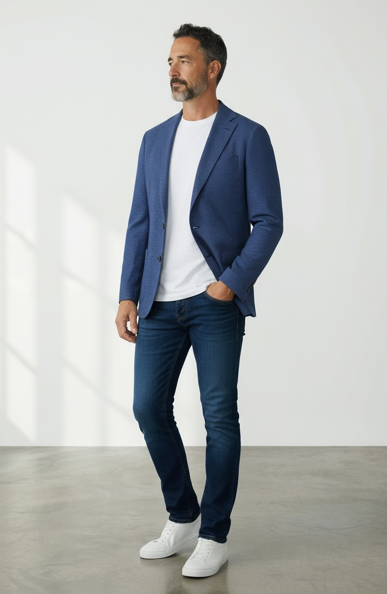 Emanuel Berg - Seersucker Blazer Mélange Wool, Silk, and Linen 2-Butto ...
