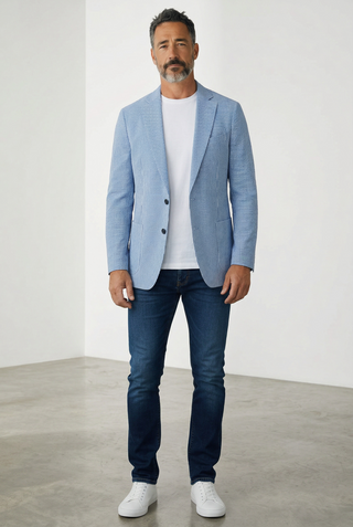 Emanuel Berg - Seersucker 2-Button D-Constructed Shirt Jacket - Medium Blue