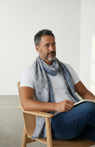 Hemley - Reversible silk scarf with circles and patterns