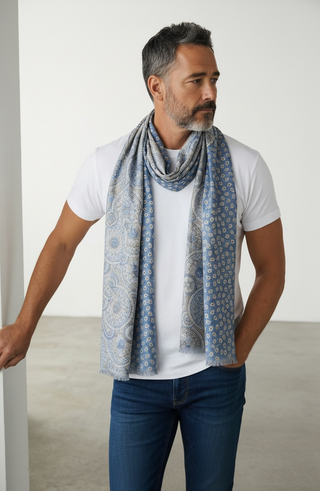 Hemley - Reversible silk scarf with circles and patterns