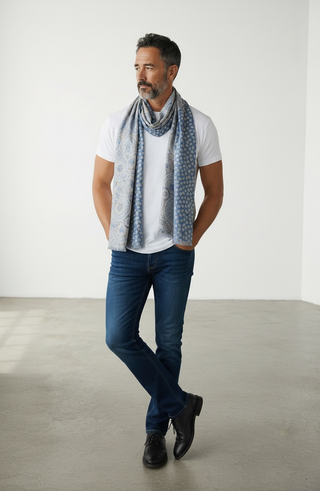 Hemley - Reversible silk scarf with circles and patterns