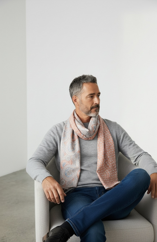 Hemley - Reversible silk scarf with circles and patterns