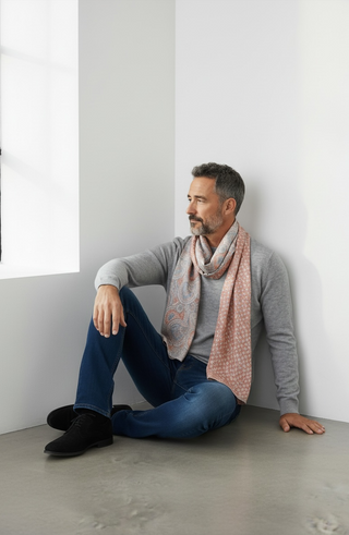 Hemley - Reversible silk scarf with circles and patterns
