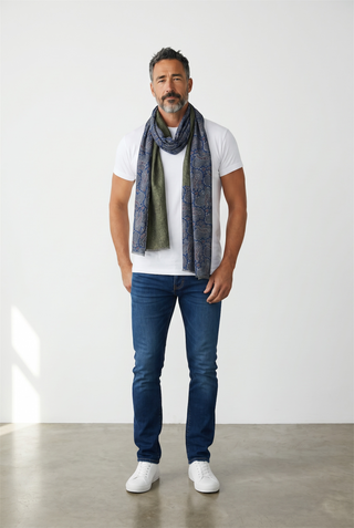 Hemley - Reversible silk scarf with paisley and patterns