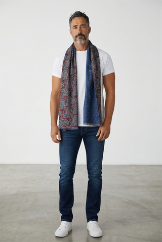 Hemley - Reversible silk scarf with paisley and patterns