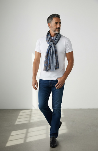 Hemley - Reversible silk scarf with paisley and patterns