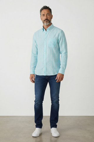 Paul & Shark - Chemise de lin manches longues à rayures