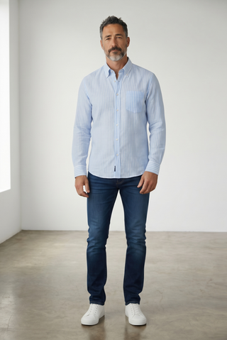 Paul & Shark - Chemise de lin manches longues à rayures