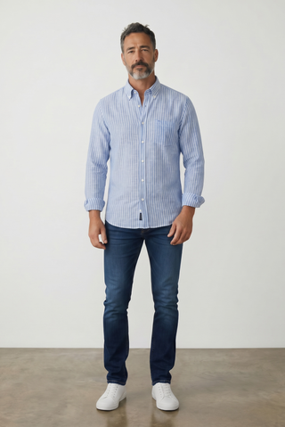 Paul & Shark - Chemise de lin manches longues à rayures