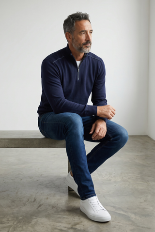 Paul & Shark - Typhoon Platinum Wool Zip-Up Collar Sweater