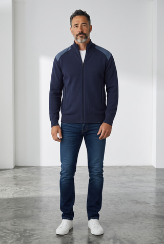 Paul & Shark - Wool cardigan with corded velvet appliqués