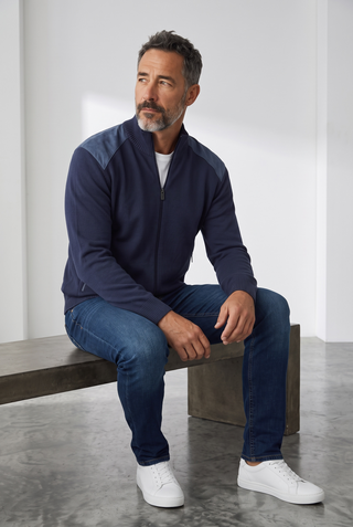 Paul & Shark - Wool cardigan with corded velvet appliqués
