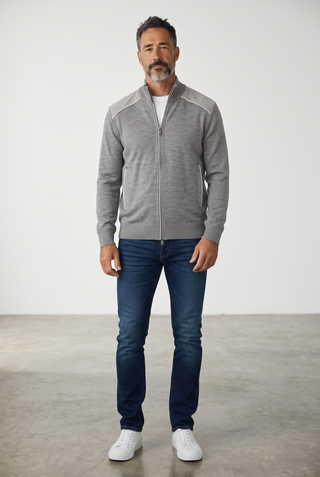 Paul & Shark - Wool cardigan with corded velvet appliqués