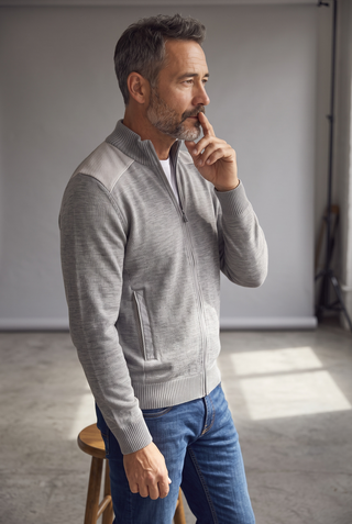 Paul & Shark - Wool cardigan with corded velvet appliqués