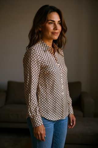 VLT's by Valentina's - 25-545 - Long-sleeve viscose polka-dot blouse