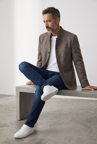 Digel - Enzo - Modern Fit - Veston Jersey de Laine à Col montant