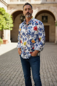 Chemise Robert Graham Boise – Fleurs Multicolores – Manches Courtes – Taille S