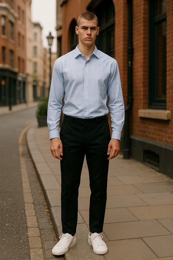 Emanuel Berg - Byron - Chemise manches longues à carreaux Albini 4Flex - Modern Fit - Bleu (Copie)