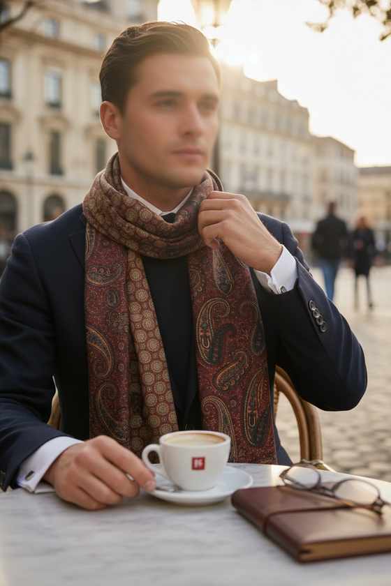 Hemley - Reversible wool paisley scarf