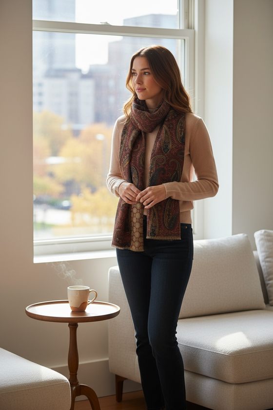 Hemley - Reversible wool paisley scarf