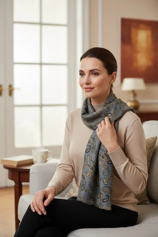 Hemley - Reversible wool paisley scarf