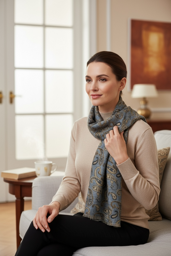 Hemley - Reversible wool paisley scarf