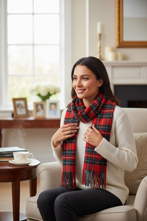 Hemley - Wool Tartan Checkered Scarf