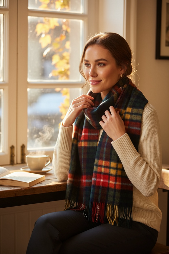 Hemley - Wool Tartan Checkered Scarf